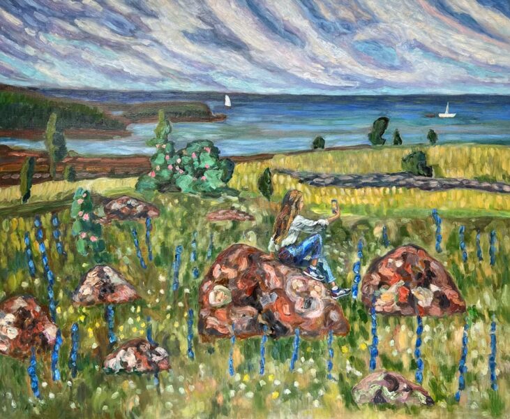 Pilk minevikust, selfi tulevikust. Konrad Mägi kaver. õli linasel lõuendil 100x120cm 2025.a
